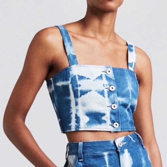Limited Edition Levi’s Shibori Bob Marley Reggae Denim Crop Top Cami Zara FP S/M - Picture 1 of 9